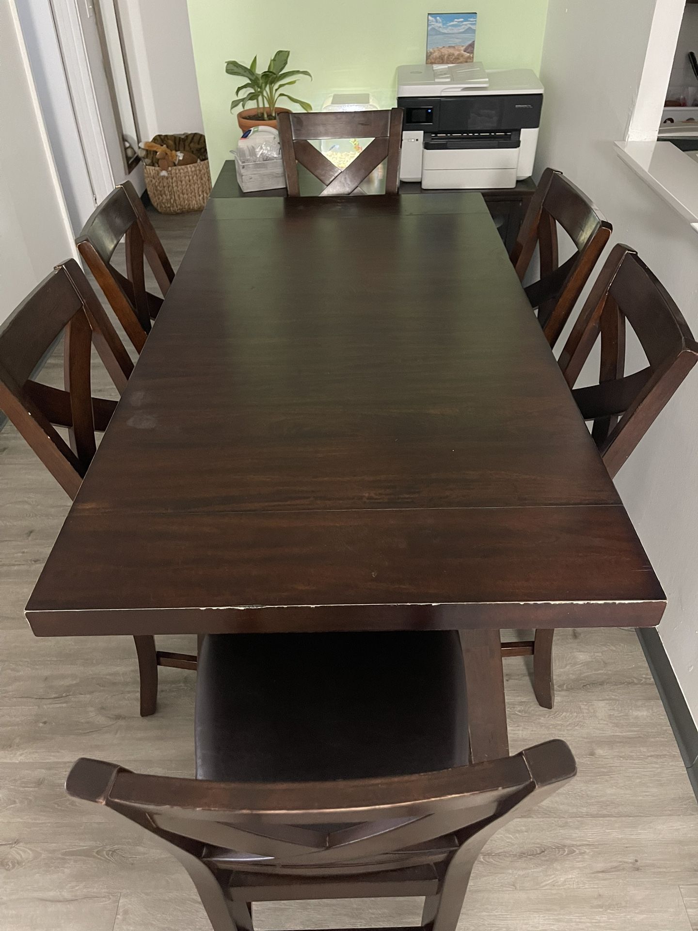 Brown 6 Chair Table