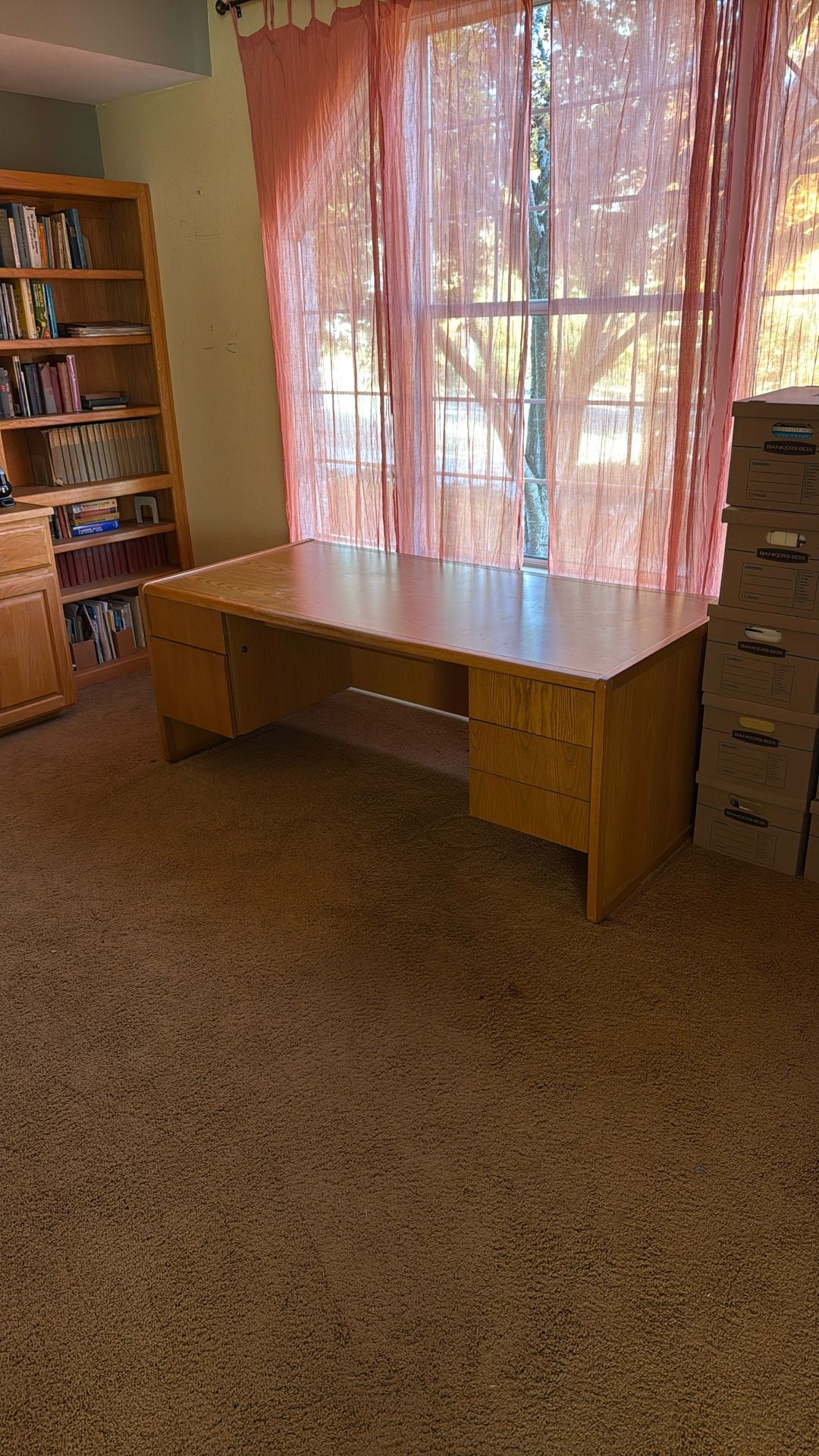 Vintage 1970’s Large Solid Wood Desk