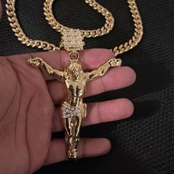 Big Jesus Cross Pendant Set 