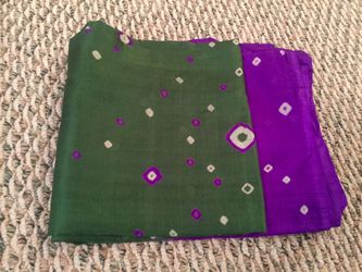 Green Purple Sari Indian Pakistani Dress