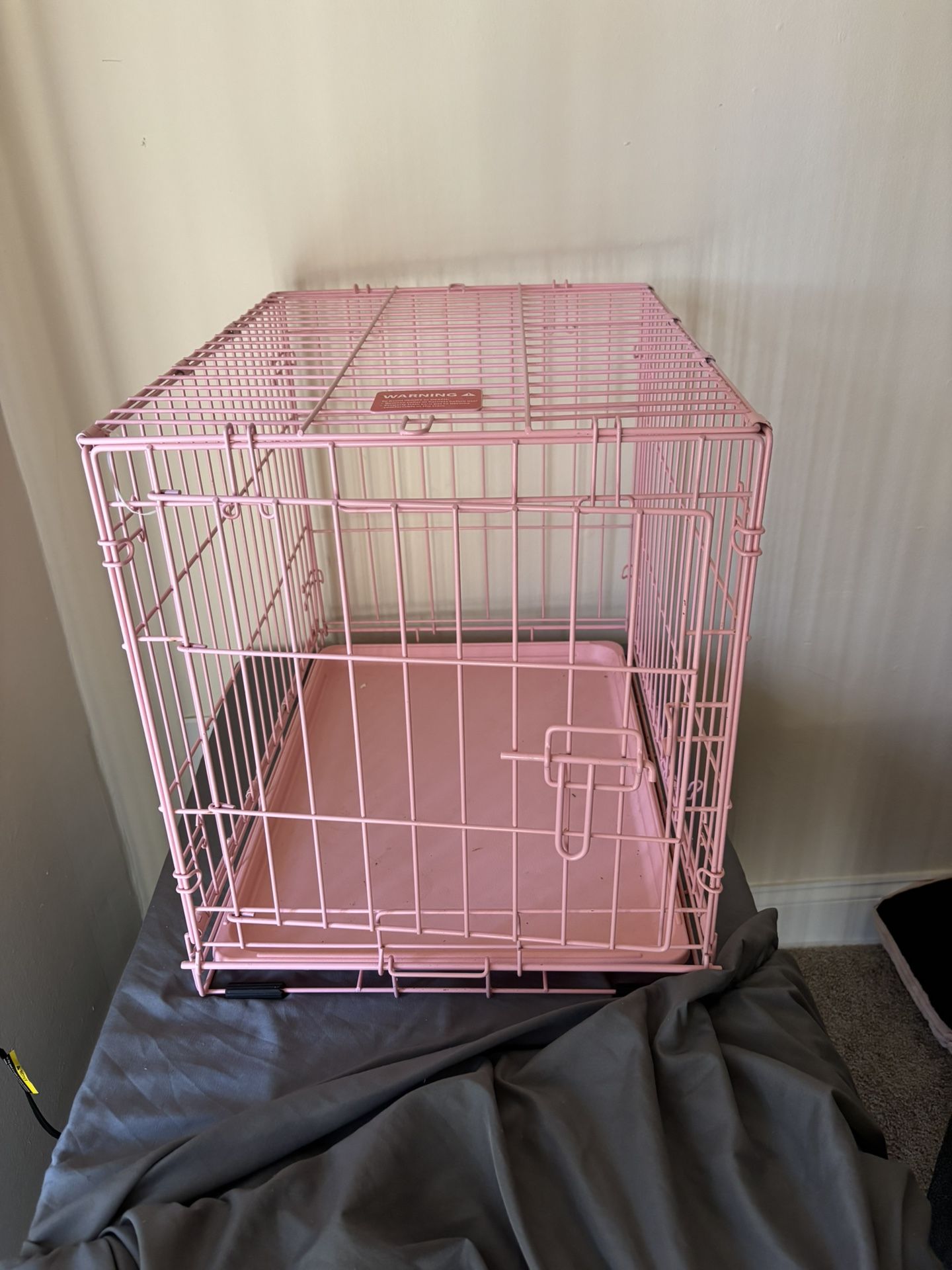 Pink Small Dog Cage An Bed