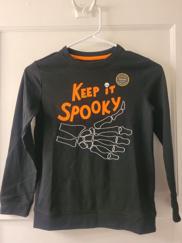 Halloween Shirt. Skeleton Thumbs Up. "Keep It SPOOKY" Long Sleeve. Camisa Manga Larga. For Kids. Para Niños