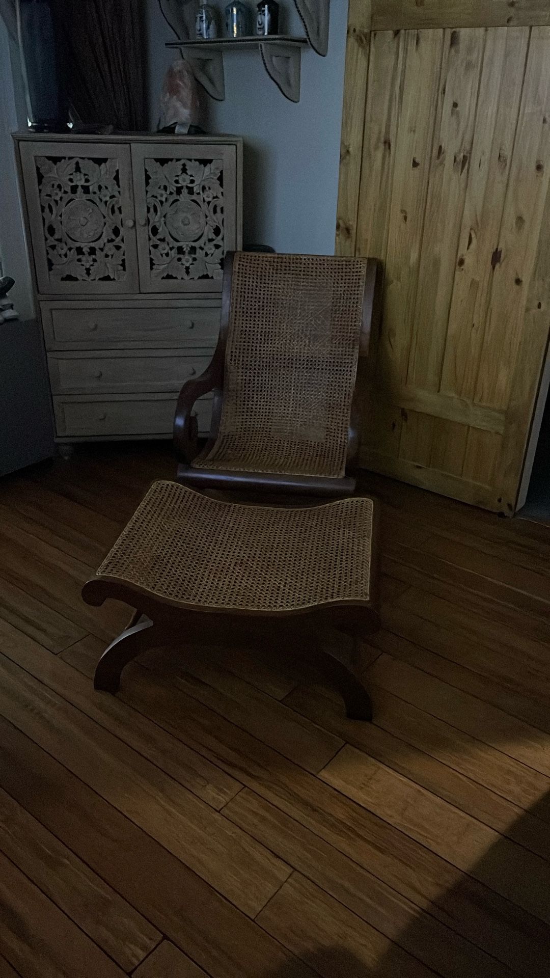 Cane Chair And Footstool