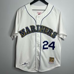 Seattle Mariners Ken Griffey Jr Jersey Men Large White Baseball Mitchell & Ness