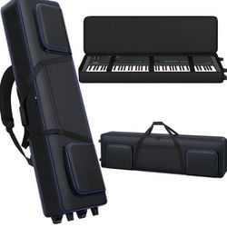 88 Key Keyboard Case with Wheels (53"x14.5"x7") | 88 Key Keyboard Rolling Bag with 3-Pocket | Padded


