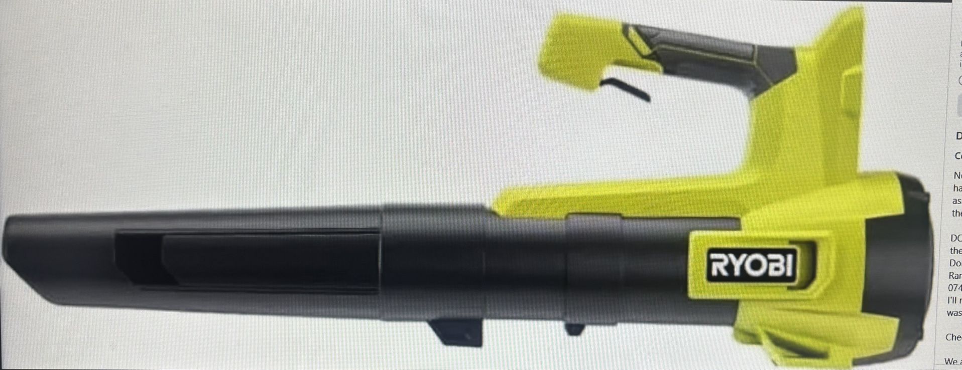 Ryobi One + 18V 100 MPH 350 CFM Cordless Battery Variable speed Jet Fan Leaf Blower (Tool Only)