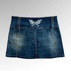 https://offerup.com/redirect/?o=SS5BTQ==.GIA Zeyda Y2K Butterfly Embroidered Tramp Stamp Denim Mini Skirt