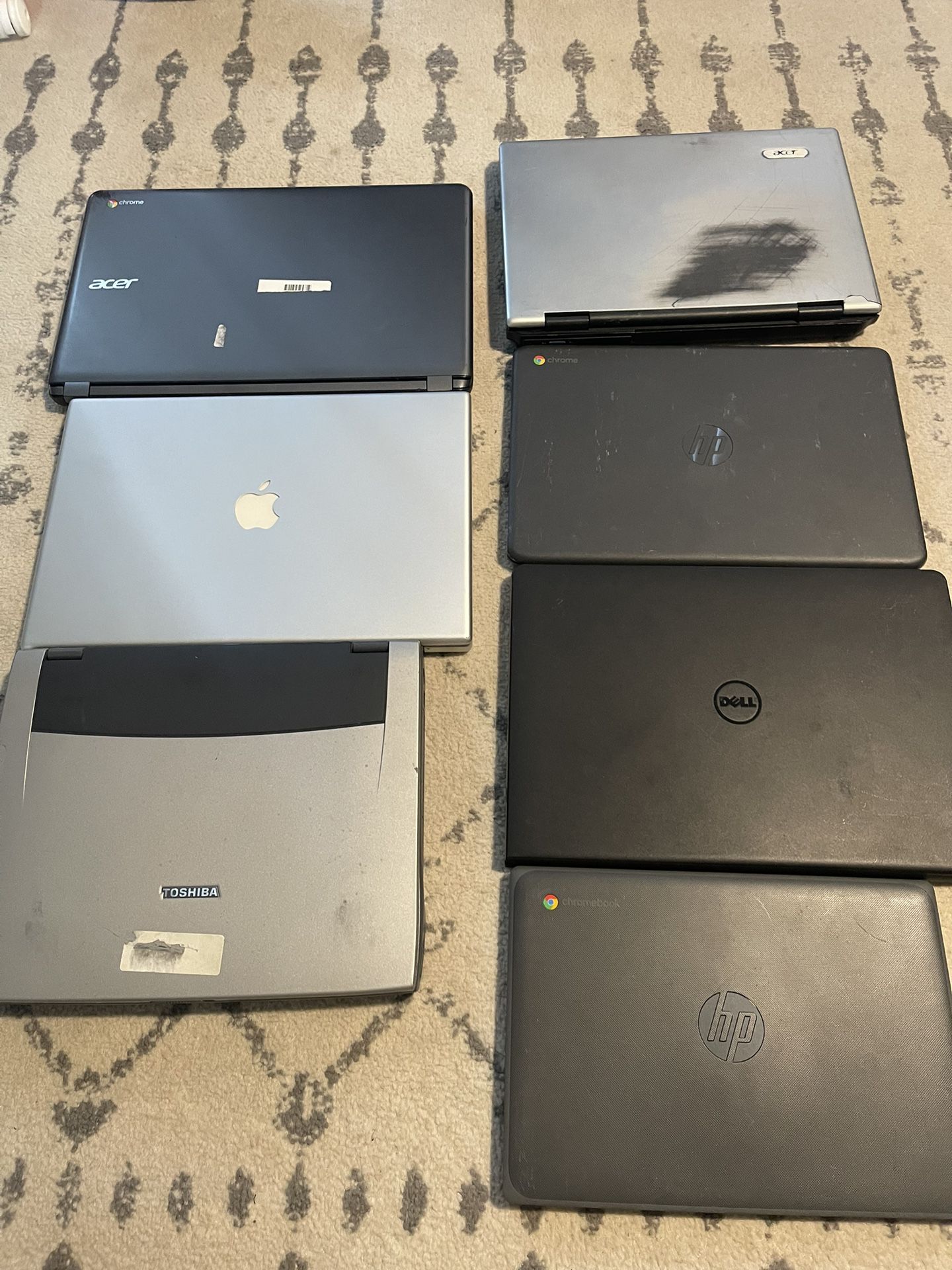 7 laptops and Chromebook untested  unknown condition as is with no charger 75$ for all Pickup in upland, California 
