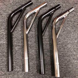 Layback seatpost with support in matte black or chrome finish, 22.2mm, 25.4mm, 27.2mm, $20 each 