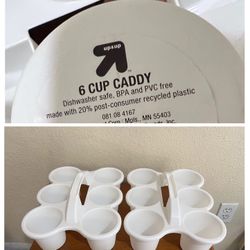 2 New Plastic White Cup Caddy . Each 1$