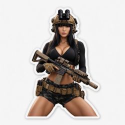 4” Tactical Girl AR 15 Sticker Army Gun Decal .556 Tactical Military Asian Hot