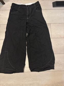 Black Wide Leg Pants with Contrast Stitching
