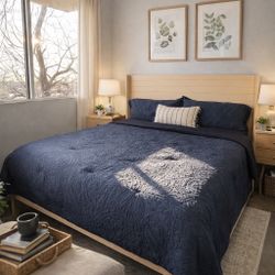 New In Box King Bed Frame + Good Condition Mattress 