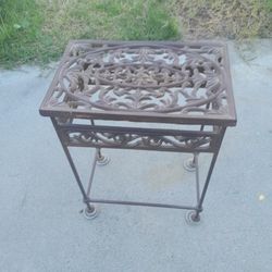 Antique 1940s End Table  Cast Iron Art Deco Beauty
