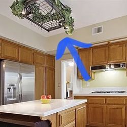  Ceiling Kitchen Pot Rack With 2 Lights