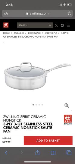 Zwilling 3-PLY 3-QT stainless steel ceramic nonstick sauté pan