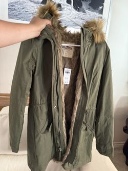 Hollister S Green Parka Hooded Jacket