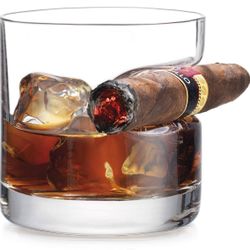 Godinger Old Fashioned Whiskey Glasses Cigar Whiskey Glass Gifts for Men With Indented Cigar Rest Gifts for Dad