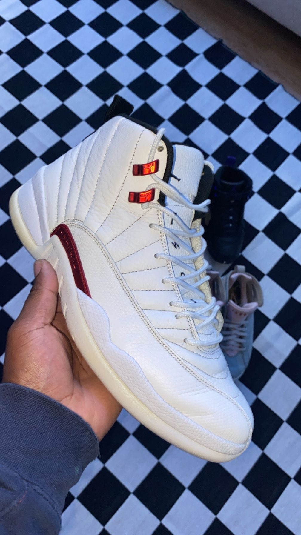Buy air jordan 12 white university red on Sale