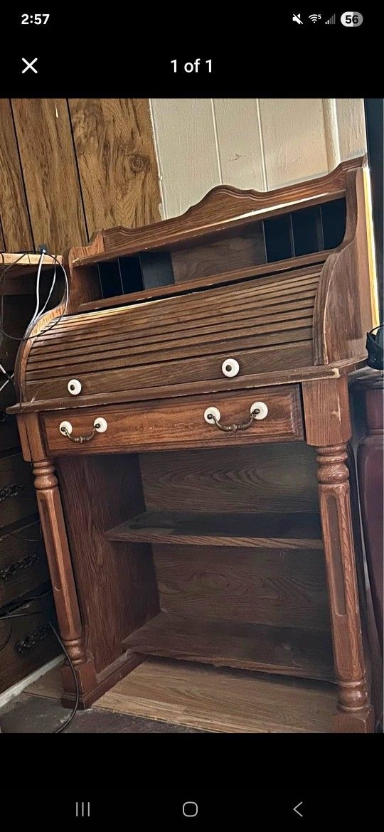 Wooden Roll Top Desk Great Condition Just Needs A Good Wipe Down!