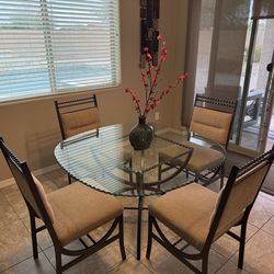 48 inch Round Glass Dining Table and Chairs for 4
