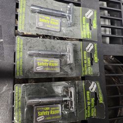 3 PACKS NEW Classic Men's Double-Edge Safety Razors with 5 Blades
