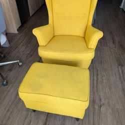 Mustard Color Chair And Ottoman 