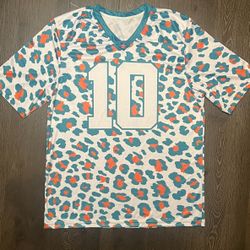 CHEETAH 🐆PRINT JERSEY 🐬Aqua White & orange 🏈