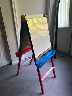 Kids white board and black board duo easel