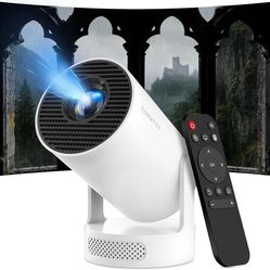 【Built-in Apps】Mini Projector with Wifi and Bluetooth, Support 4K, Portable Projector, 5W Sound Base Speaker, 170 ANSI, Android, Auto Vertical Keyston