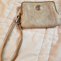Coach Wristlet with silver C's that shimmer