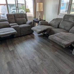 New Reclining Couch / Love Seat.  Grey.  Free Delivery!