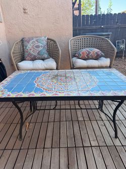 Tile and steel coffee table