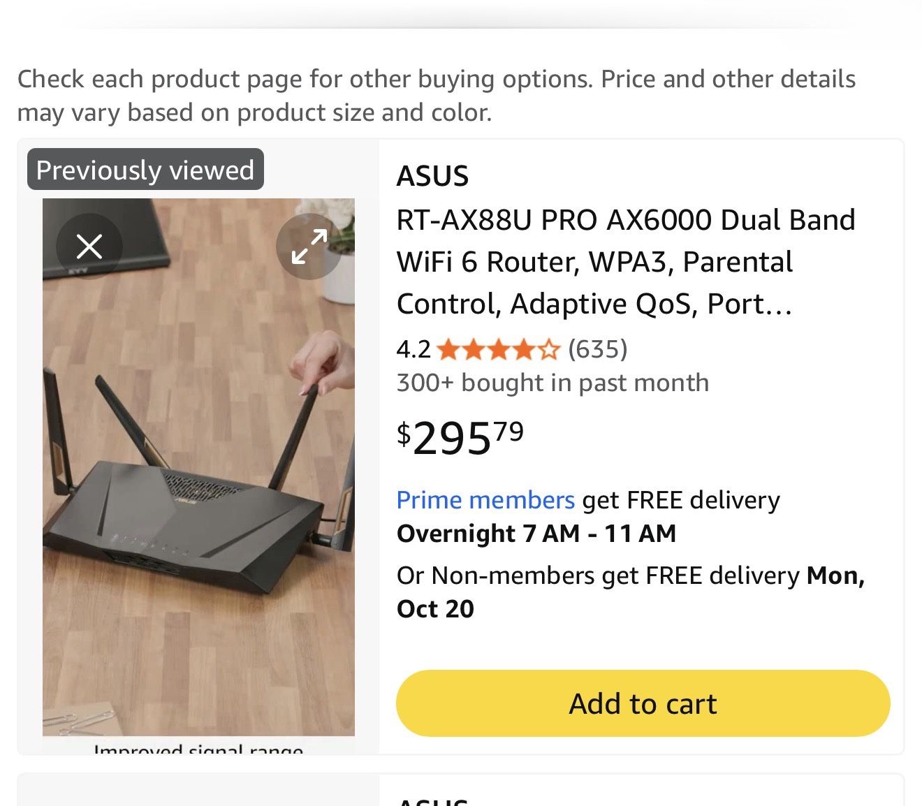 ASUS RT-AX88U PRO AX6000 Dual Band WiFi 6 Router, WPA3, Parental Control, Adaptive QoS