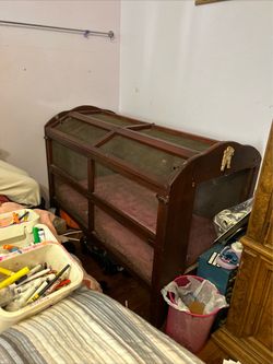 Vintage Wooden Baby Bassinet with Mesh Sides