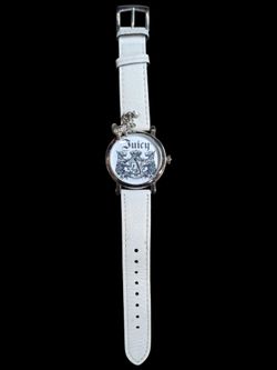 Juicy Couture White Genuine Leather Watch with Charm