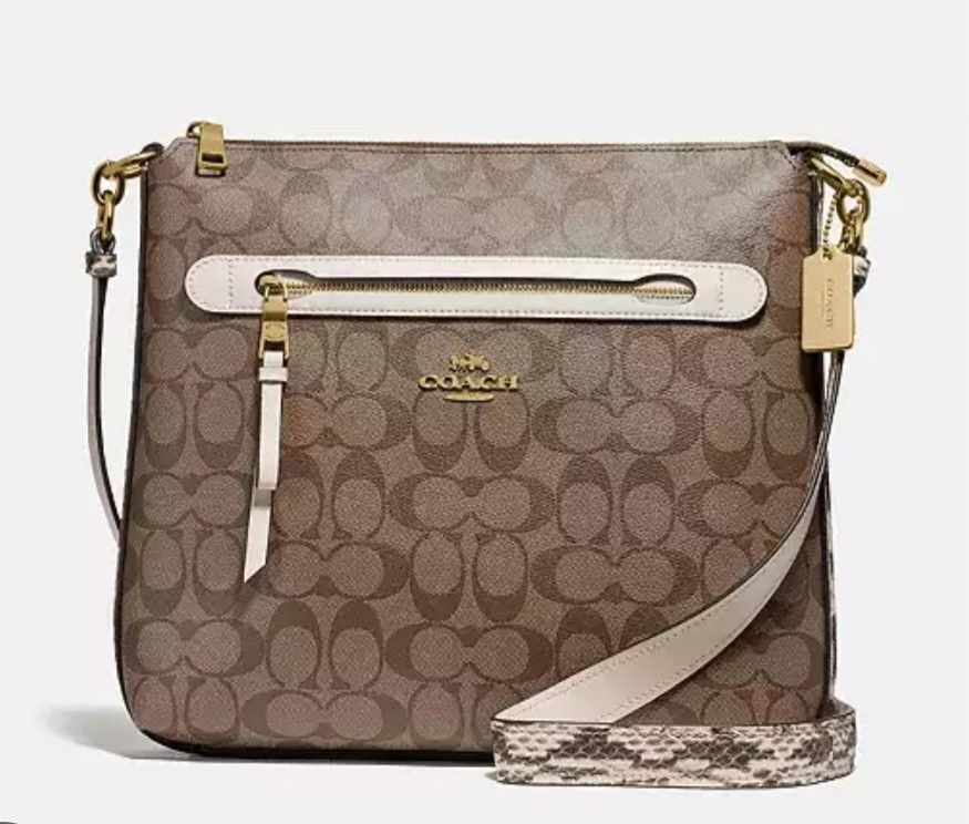Coach MAE FILE CROSSBODY IN SIGNATURE CANVAS WITH EMBOSSED SNAKESKIN