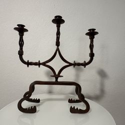 Vintage Iron Candelabra Brown Mexico