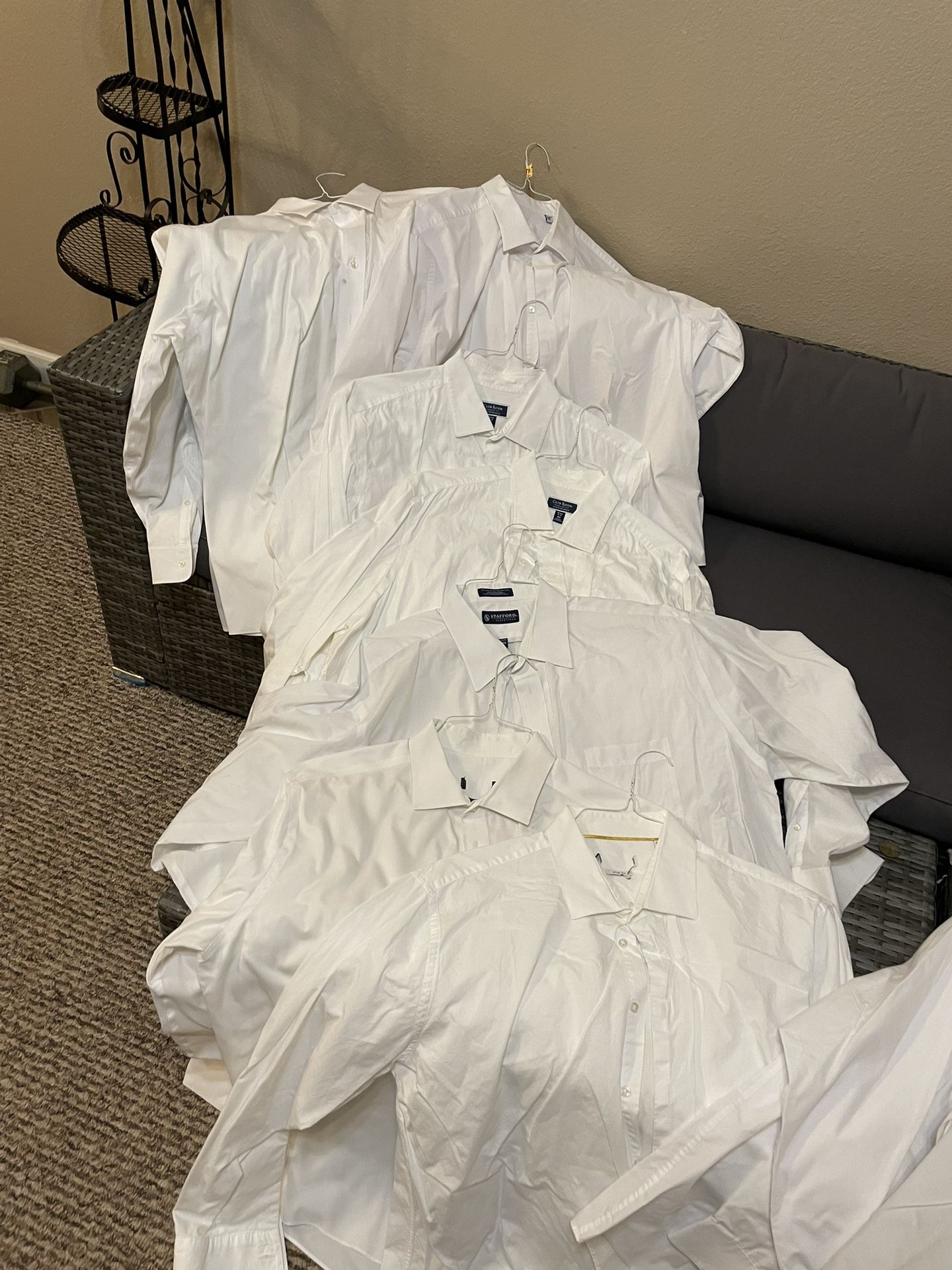 Men’s Big White Long Sleeve Dress Shirts 18 1/2, 19 34/35