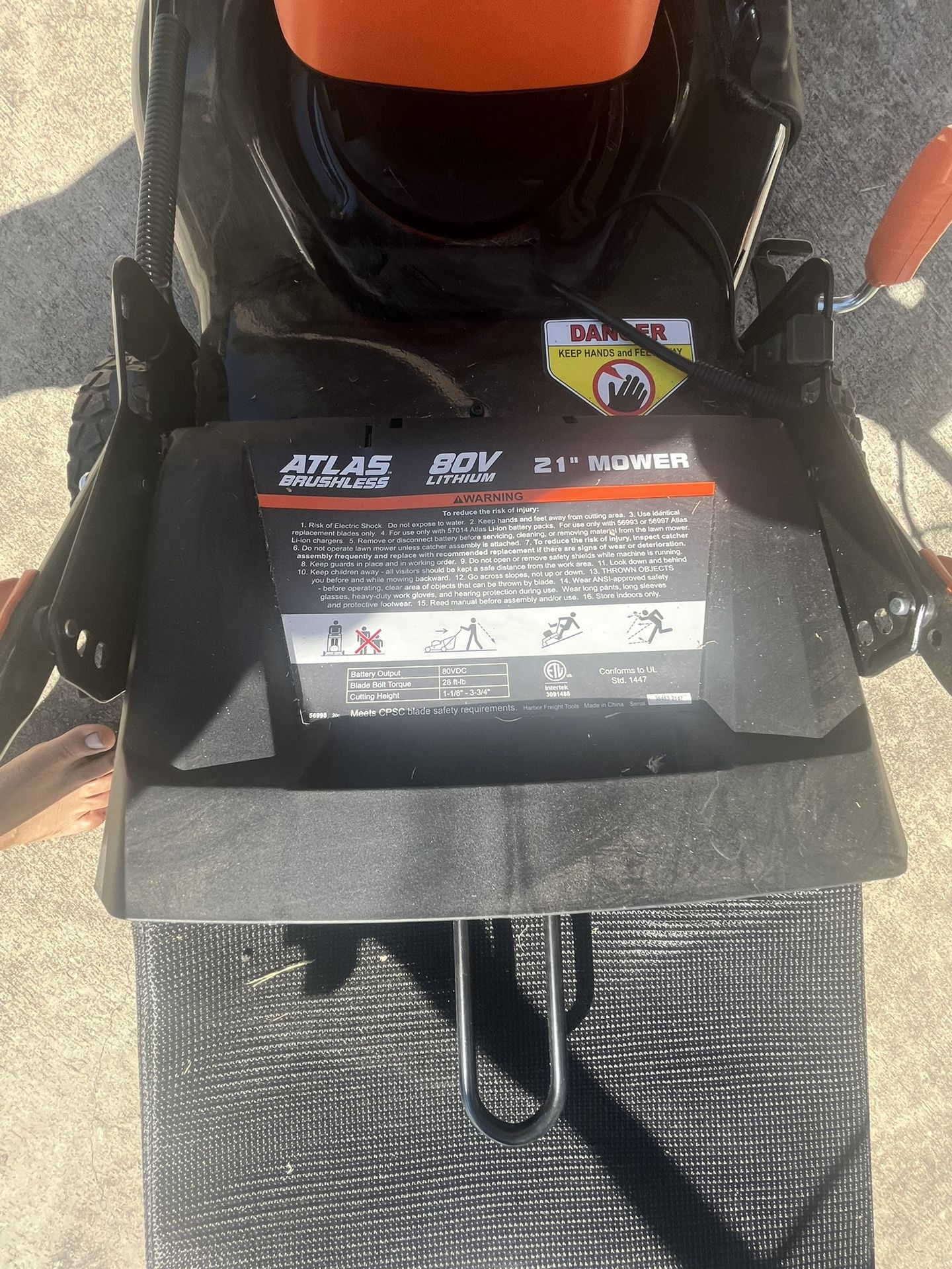Atlas Brushless Electric Mower WITH Battery And Rapid Charger for Sale