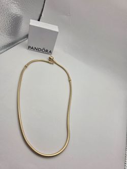 Pandora Moments 14kt Yellow Gold Snake Chain Necklace with Round Clasp 16"