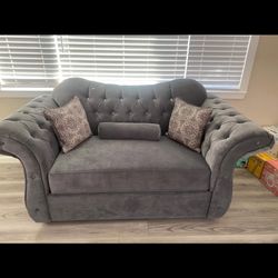 Grey Diamond Embezzled Love Seat / Couch
