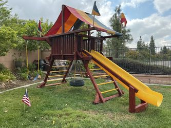 Rainbow swing set solid redwood