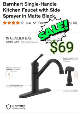 Glacier Bay
Barnhart Single-Handle Kitchen Faucet with Side Sprayer in Matte Black