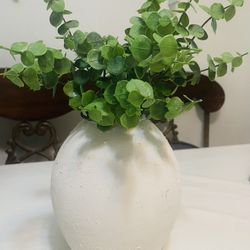 Farmhouse ceramic vase w/ artificial Plant Decoration
