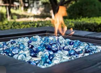Blue mixed glass fire pit pebbles (glass beads only)