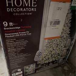 9 ft Breckenridge twinkling downswept Fraser fir flocked pre-lit Christmas tree