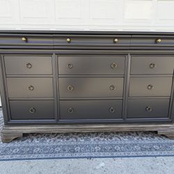 12 Drawer Modern Oversized Dresser Just Refinished Two Tone Stained 