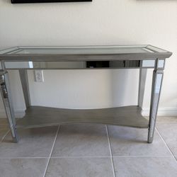 PALLIE TEMPERED GLASS TOP SEGMENTED MIRROR CONSOLE TABLE