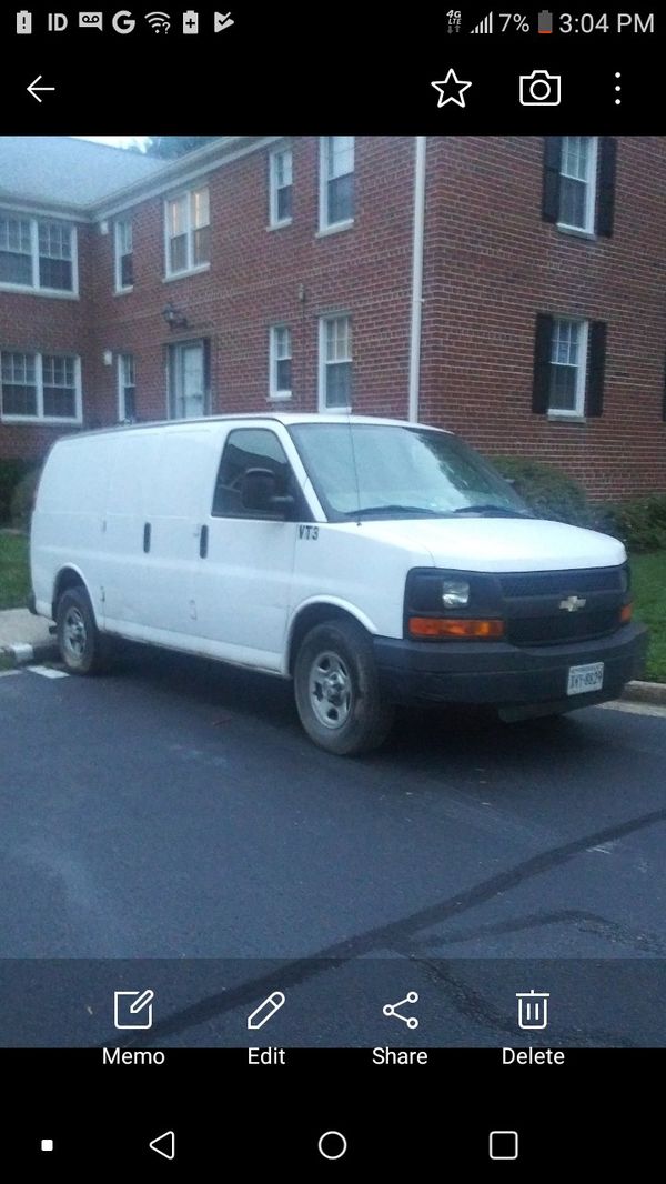 2008 Chevy Express Cargo Van 2500 Series For Sale In